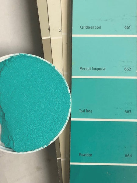 XT Custom matches BM 663 Teal Tone in Sanded Tile Grout