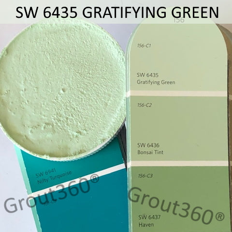 XT matched to SW 6435 Gratifying Green Sanded Tile Grout